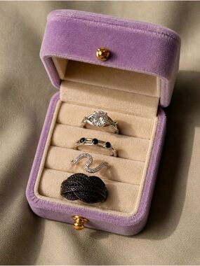 Sterling Silver Ring Bundle (4 Rings) | CZ & Black Stone | Stackable + Statement